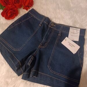 Calvin Klein Dark Blue Denim Shorts size 27. (A)